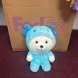 KellyToy Polar Bear in Blue Axolotl Outfit 10" Plush